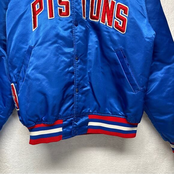 Vintage NBA Detroit Pistons 80s Satin Long‎ Sleeve Bomber Jacket Size L - Picture 3 of 14